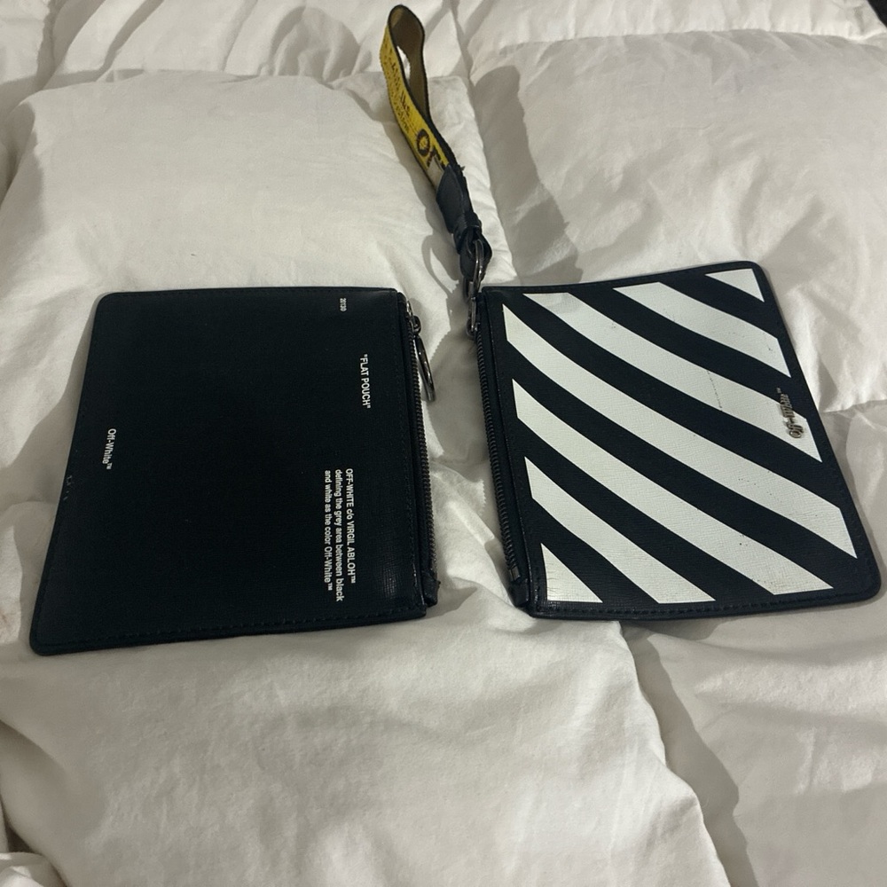 Off-White Diagonal Stripe Pouch With Yellow Strap - image 2